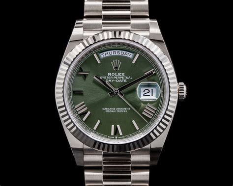 rolex presidential olive face|rolex olive green watch.